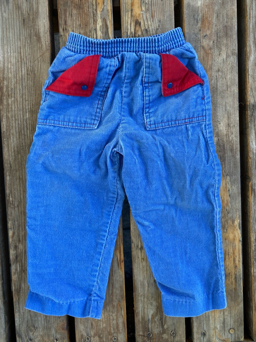 Vintage 2t Garanimals Blue Corduroy Pants with Red Pocket Accents